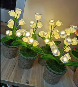 <span class=keywords><strong>Pot</strong></span> <span class=keywords><strong>de</strong></span> fleurs <span class=keywords><strong>en</strong></span> crochet pour fleurs artificielles avec veilleuses, faux muguet, décoration <span class=keywords><strong>de</strong></span> bureau et chambre à coucher, bricolage fait main - Product Image 6