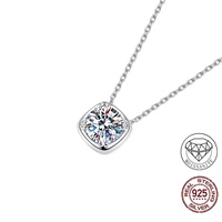 Collier pendentif en moissanite ronde taille coussin 1 carat couleur D VVS1 en argent sterling 925, passe le testeur de diamant, bijoux fins pour femme
