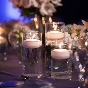 Décoration de mariage grand bougeoir en verre transparent eau cylindre droit verre haute borosilicate résistant à la chaleur bougie flottante IMP - Product Image 4