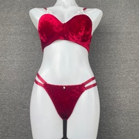 Ensemble soutien-gorge et culotte rayés pour femme, sexy, push-up, avec armatures, imprimé rayé tendance, avec strass
