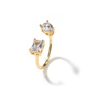 <span class=keywords><strong>Bague</strong></span> d'ornement en CZ taille émeraude UWIN Deux formes de pierres rectangulaires en forme de goutte de larme <span class=keywords><strong>Bague</strong></span> réglable de taille unique pour <span class=keywords><strong>femme</strong></span> - Product Image 5