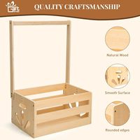 Panier en bois lisse avec poignée portable, caisse en bois gravée pour le rangement de vêtements et de jouets