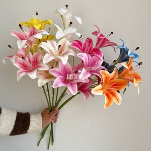 MSFAME Prix de gros <span class=keywords><strong>Muguet</strong></span> blanc Fleurs artificielles Real Touch 3D Fleur - Product Image 1