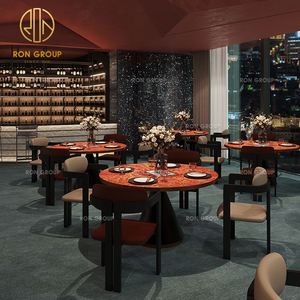 Ensemble <span class=keywords><strong>de</strong></span> meubles <span class=keywords><strong>de</strong></span> <span class=keywords><strong>restaurant</strong></span> <span class=keywords><strong>de</strong></span> restauration rapide avec table ronde en pierre frittée moderne, chaise en cuir, table et banquette, canapé pour café - Product Image 2