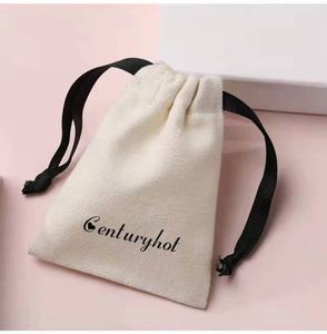 Custom Logo Organic Cotton Canvas <b>Drawstring</b> Bags Recyclable Packaging for Jewelry-for Rings <b>Bracelets</b> Glasses Earrings - Product Image 4