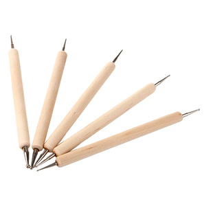 5pcs Wooden Handle Dotting Pen Set Flower Needle <b>Drill</b> Pen Indentation Pressure Line Ceramic Nail Art Tools Manicure Kit - Product Image 2