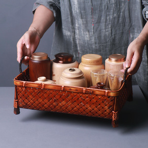 <b>Bamboo</b> Woven Basket Storage Box 50x40x30cm Square Kitchen Organizer Food <b>Container</b> Tray - Product Image 1