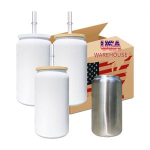 White Blank Sublimation Double Walled Vacuum Insulated Stainless Steel 16oz Can <b>Metal</b> Tumblers Cans - Product Image 2