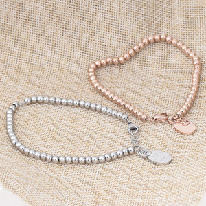 Stainless Steel <b>Beaded</b> <b>Bracelet</b> 3mm Round Tag Smooth Finish Women Jewelry Yiwu Origin AD1097 - Product Image 2