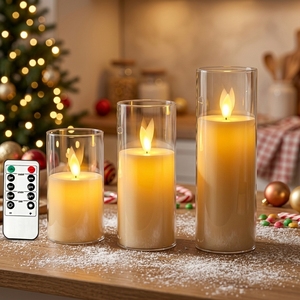 Ensemble de 5 bougies <span class=keywords><strong>LED</strong></span> en verre blanc de Matti pour la décoration de la maison - Product Image 5
