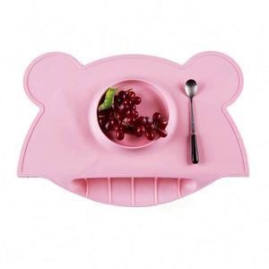 New Design Silicon Suction <b>Mat</b> with Catch Pocket Silicone Placemat <b>Plate</b> for Babies Kids and Toddlers - Product Image 1