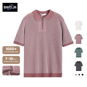 Camisa Casual de Malha com Zíper de Estilo Old Money para o Verão, Respirável e Antirrugas, Camiseta Polo Masculina - Product Image 1