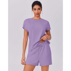 Conjunto de pantalones cortos informales de verano para mujer, con bolsillos, conjunto de punto transpirable para viajes y uso diario - Product Image 3