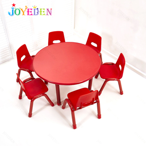 Sản Xuất Đồ Nội Thất Mẫu Giáo OEM Bộ Bàn Ăn Tròn Hiện Đại Học Bằng Nhựa Cho Trẻ Em Có Thể Điều Chỉnh Độ Cao Lớp Học 6 Ghế - Product Image 5