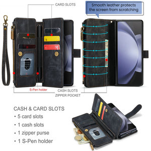 Funda de cuero CaseMe Portalápices <span class=keywords><strong>para</strong></span> <span class=keywords><strong>Samsung</strong></span> <span class=keywords><strong>Galaxy</strong></span> Z FOLD 5, funda con imán de bolsillo con ranuras <span class=keywords><strong>para</strong></span> tarjetas ocultas <span class=keywords><strong>para</strong></span> <span class=keywords><strong>Samsung</strong></span> Z Fold 5 4 3 - Product Image 3
