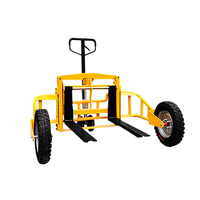 Chariot à palettes tout-terrain manuel JX 1.25T avec pompe hydraulique, roues en PU et levage de 200 mm pour la construction et les terres agricoles