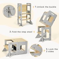 Tour d'apprentissage Montessori en bambou pliable, ensemble table et chaise écologique pour enfants
