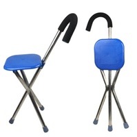 Tabouret à trois pattes opération simple canne de marche portable pliante avec siège