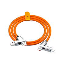 Câble de données rotatif 4-en-1 5A en silicone liquide TPE et alliage de zinc USB-C PD Type-C, câble de charge rapide USB 4-en-1