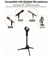 Mini trépied pliable de support de support de microphone de bureau portatif avec le support réglable de microphone en métal
