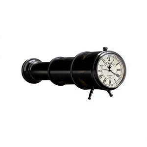 Horloge de bureau Victoria en métal, design circulaire traditionnel, mouvement mécanique, affichage des heures par sonnerie Luminova, aiguilles lumineuses, support noir - Product Image 1