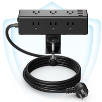 Multiprise de bureau à fixation par pince, station de charge rapide QC, robuste, avec 9 prises CA pour bureau