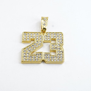 Articolo di Tendenza Transfrontaliero: Ciondolo Hip-Hop Numero 23 con Lettera Diamantata, Catena in Lega Stile Bambù, Gioiello Completamente Tempestato di Diamanti per Uso Esclusivo - Product Image 5