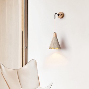 Lámpara de Pared Estilo Japonés Wabi Sabi, LED E27 con Interruptor, para Dormitorio, Sala de Estar, Estudio, Salón de Té, Color Crema - Product Image 4