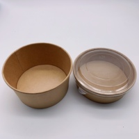 Bol à salade en papier Kraft avec couvercle en plastique, récipient de 500, 750, 1000, 1100, 1300ml, 16oz, 24oz, 32oz, 35oz, 42oz, paquet de 10 pièces