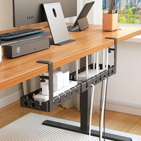 MIXWARES Support de gestion des câbles en métal sous le bureau, organisateur de câbles rétractable pour le bureau, la maison, le salon