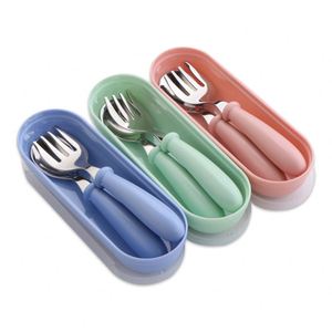 Hot Sale Cartoon Children Chopsticks Spoon Fork Set Kawaii Kids Children's Cutlery Set with case - Product Image 1