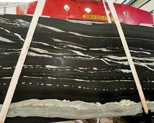 Batu marmer lembaran kuartz hitam Brazil Casablanca untuk atasan meja dapur - Product Image 3