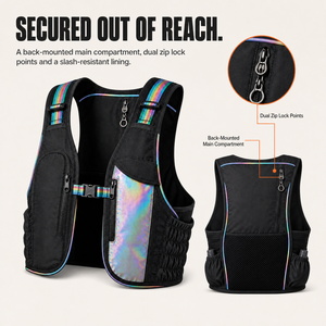 Gilet d'hydratation antivol de style festival, gilet réfléchissant, sac à dos d'hydratation avec poche pour poche à eau de 2L et poche RFID pour festivals de musique - Product Image 2