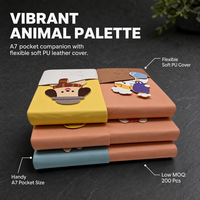 Carnet en cuir PU A7 avec motif d'animaux mignons, 100 feuilles, journal de poche