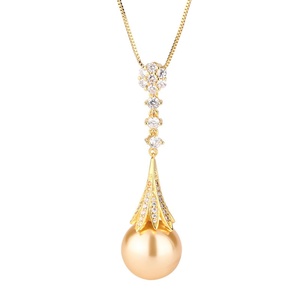 Wholesale Vintage Fashion Eco-friendly Copper 16-14mm Gold Pearl Tassel Necklace <b>Earrings</b> <b>Set</b> Pearl Jewelry <b>Set</b> for Women - Product Image 2