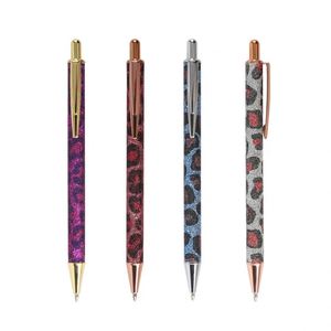 Custom Logo Luxury Hotel Promotional <b>Pen</b> Fine Color Leopard Print Flash Sequin Design Press Pu Advertising <b>Ballpoint</b> <b>Pen</b> - Product Image 1