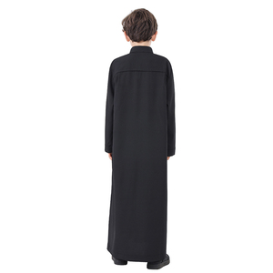 Oriente Medio musulmán árabe niños Color sólido islámico Thobe cuello redondo un botón cremallera transpirable caftán Thawb para niños - Product Image 6
