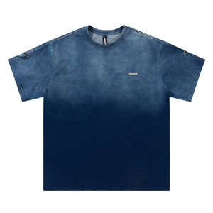 Deux tons Ombre Couleur Hommes T-shirts En Gros Broderie logo Street Wear 2023 t-shirt Conception Personnalisée Vintage Lavage De Luxe - Product Image 2