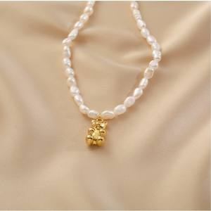 Collar de Perlas Barrocas de Agua Dulce Natural con Colgante de Oso Dulce y Bonito, Cadena para Clavícula a la Moda, Envío Gratis - Product Image 4