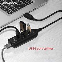 Adaptateur de concentrateur USB Monfonk Hi-Speed, mini concentrateur USB 2.0, séparateur 4 ports pour PC, ordinateur portable, ordinateur portable, périphériques informatiques