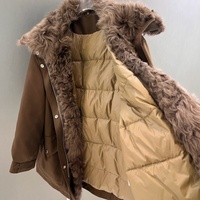Parka de plumón personalizada con Cuello de piel Toscana, forro interior desmontable, Parka larga de invierno, chaqueta de plumón para mujer