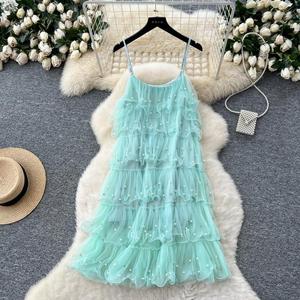 Vestido <span class=keywords><strong>de</strong></span> Verano con Encaje y Adornos <span class=keywords><strong>de</strong></span> Cristal, con Tirantes <span class=keywords><strong>de</strong></span> Cuentas, Estilo <span class=keywords><strong>Tul</strong></span> Bal Rina Etéreo para Mujer - Product Image 2