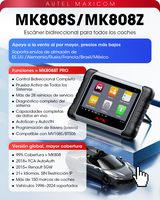 Escáner de Diagnóstico Automotriz Bidireccional MaxiCOM MK808S, Versión Universal en Español, Compatible con ABS, Pantalla Táctil de 7 Pulgadas, 12-24V
