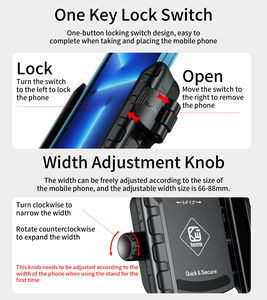 Support de téléphone pour moto Kewig IP66 étanche avec <span class=keywords><strong>amortisseur</strong></span> de chocs, rotation à 360 degrés, verrouillage en un clic pour téléphones portables de 5,4 à 7,2 pouces - Product Image 4