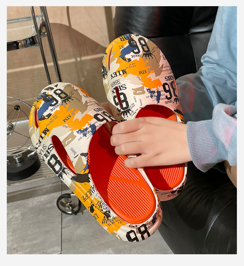 Unisex Anti-slip Soft Women EVA Outdoor Slipper Summer Beach Shoes Women and Men Printing Slides