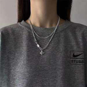 Latest Hip-Hop Fashion Adorable Idea Social Media Trendy Delicate Light <b>Gold</b> Titanium Steel Necklace for Women Wholesale Fit - Product Image 3