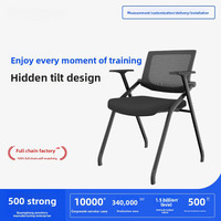Chaise de conférence pliable et empilable en acier avec tablette d'écriture et roulettes - Design moderne pour l'école et le bureau