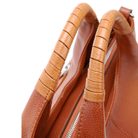 Sac à main fourre-tout pour femme en cuir PU souple marron grande capacité, fond plat, multi-poches, coutures apparentes
