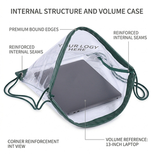 Borsa con Coulisse in PVC Trasparente Approvata per Stadi, Personalizzabile con Logo, Impermeabile, per Eventi Sportivi - Product Image 5