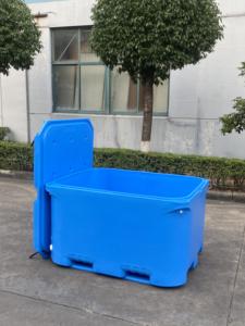 Gran caja de refrigeración aislada de 660L y 1000L, contenedor de transporte médico de mariscos, contenedor de pescado de alta resistencia, silla fría rotomoldeada con logotipo personalizado - Product Image 6